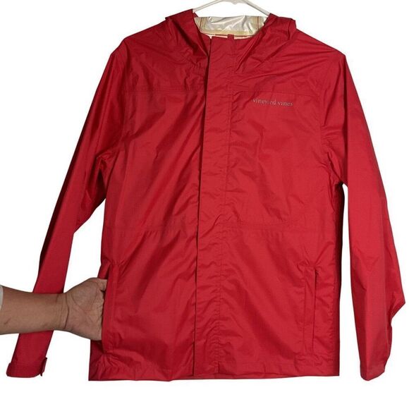 NWT Vineyard Vines Boys Beacon Full Zip Hooded Jacket In Parade Red Size Large - Picture 2 of 16